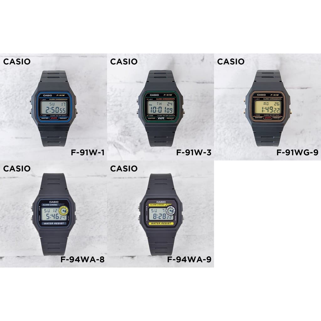 แท้ 100% Casio Vintage F91W F94W F-91W  F-94W series ประกัน 2 ปีเต็ม(3.F91WG-9 ขอบทอง) - 6