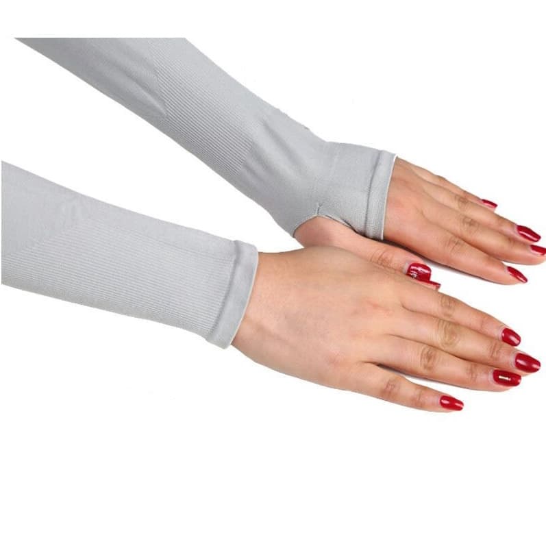 ปลอกแขนกันแดด กันแสง UV เนื้อผ้าบางเบา แบบสวมนิ้ว และ แบบไม่สวมนิ้ว  Let's Slim & Aqua X 1 คู่ - 5