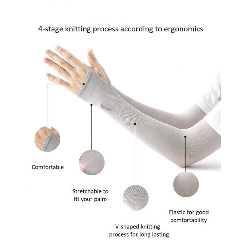 ปลอกแขนกันแดด กันแสง UV เนื้อผ้าบางเบา แบบสวมนิ้ว และ แบบไม่สวมนิ้ว  Let's Slim & Aqua X 1 คู่ - 2