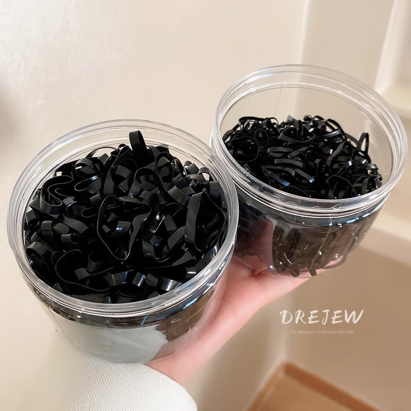 DREJEW ยางรัดผม แบบหนา ขนาดเล็ก ยืดหยุ่นสูง ทนทาน ใช้แล้วทิ้ง สีดํา - 3