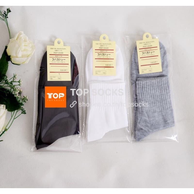 🔥1แพค=10คู่ ถุงเท้าข้อกลาง ถุงเท้างานไทย🔥แพคกิ้งเตี่ยว ถุงเท้านักเรียน คุณภาพดี พร้อมส่ง🚚ขาว/ดำ/เทา - 5