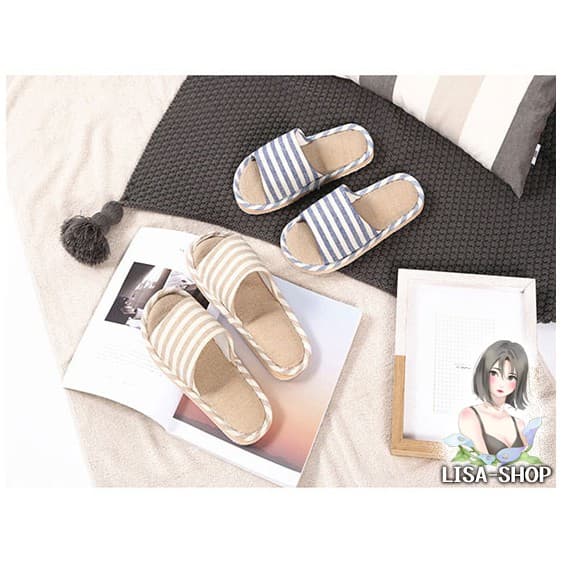 รองเท้าแตะ รองเท้าใส่ในบ้าน ถนอมฝ่าเท้า ลายขีด  พื้นมีกันลื่น สไตล์ญี่ปุ่น T01 - 3