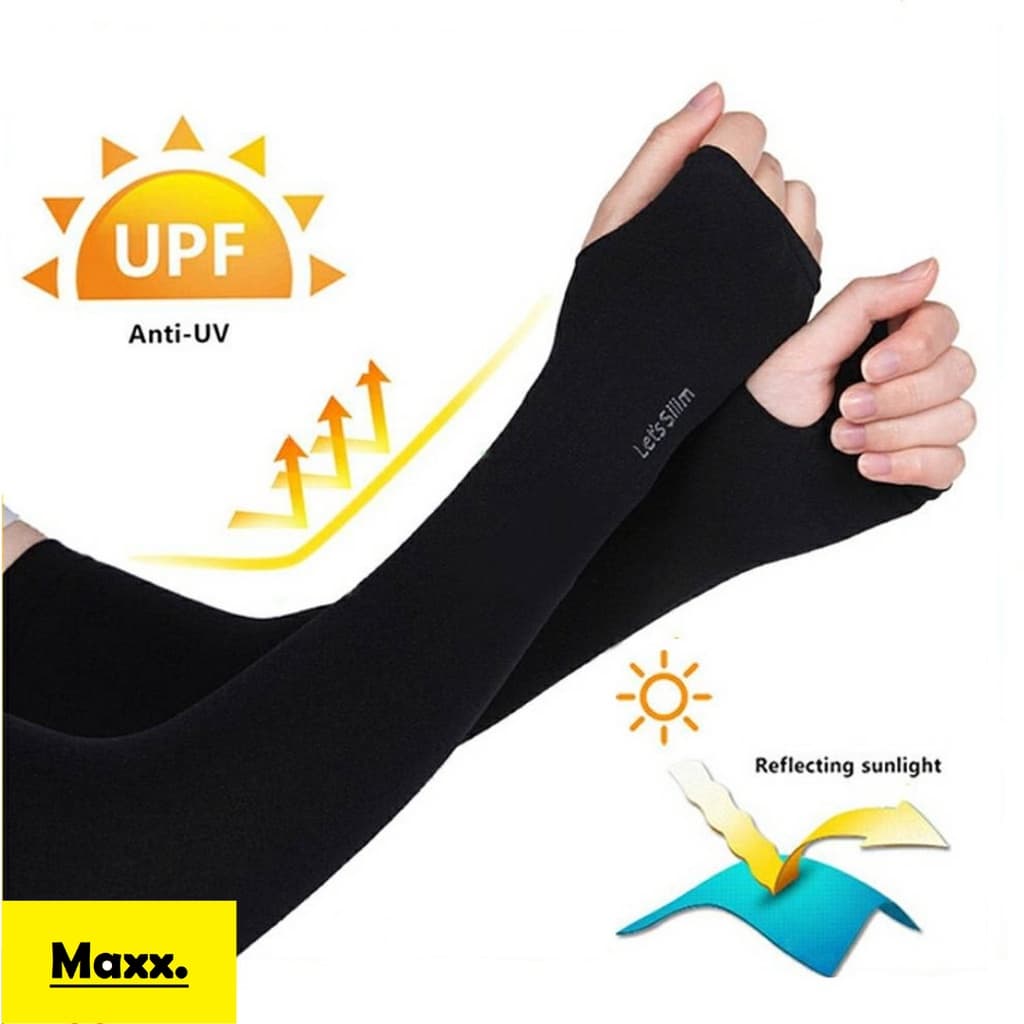 ปลอกแขนกันแดด กันแสง UV เนื้อผ้าบางเบา แบบสวมนิ้ว และ แบบไม่สวมนิ้ว  Let's Slim & Aqua X 1 คู่ - 3
