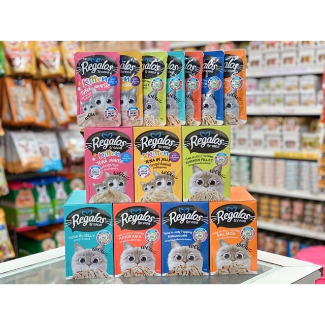 Regalos รีกาลอส อาหารเปียกแมว ไม่เติมเกลือ สำหรับแมวเด็ก แมวโต และแมวสูงวัย ขนาด70g*12ซอง - 1