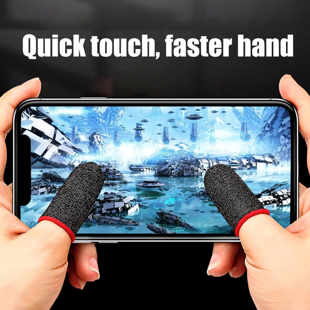 1 คู่เกม Finger Sleeve Controller ถุงมือกันเหงื่อ Permeable ปลายนิ้วเกมมือถือหน้าจอสัมผัส Finger Cots