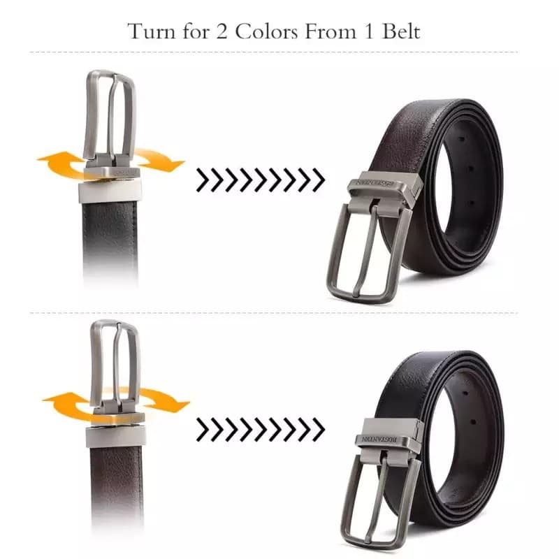 BOSTANTEN เข็มขัดผู้ชาย เข็มขัดหนังวัวแท้ ย้อนยุค ลำลอง ทนทาน สไตล์ธุรกิจ - 4
