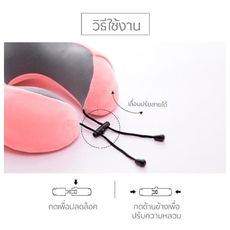 หมอนรองคอแบบพกพา นุ่ม  Memory foam หมอนรองคอนเมมโมรี่โฟม หมอนรองคอรถยนต์ หมอนเดินทาง U - 6