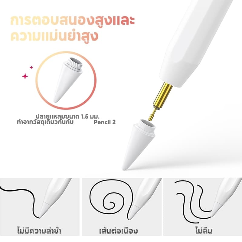 Jamjake GD15Plus for ปากกาไอแพด สไตลัสแม่เหล็ก for iPad รุ่นหลังปี 2018 stylus pen วางมือบนหน้าจอ - 6