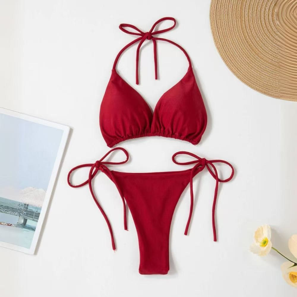 💙ส่งไวจากไทย🤍บิกินี่+เสื้อผ้ากันแดด บิกินี่ swim ชุดว่ายน้ำจีสตริง 5 สี - 5