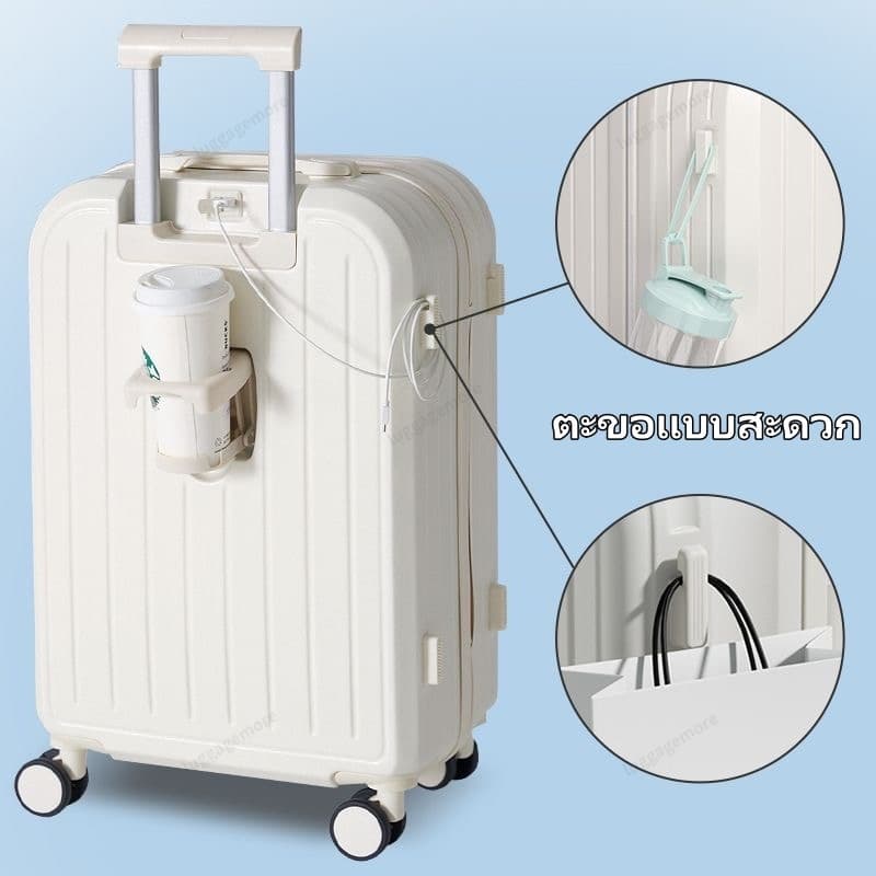 [พร้อมส่งในไทย] กระเป๋าเดินทาง ชาร์จ USB กระเป๋าเดินทางขนาด 20/26 นิ้ว ล้อสากล 360° luggage - 6