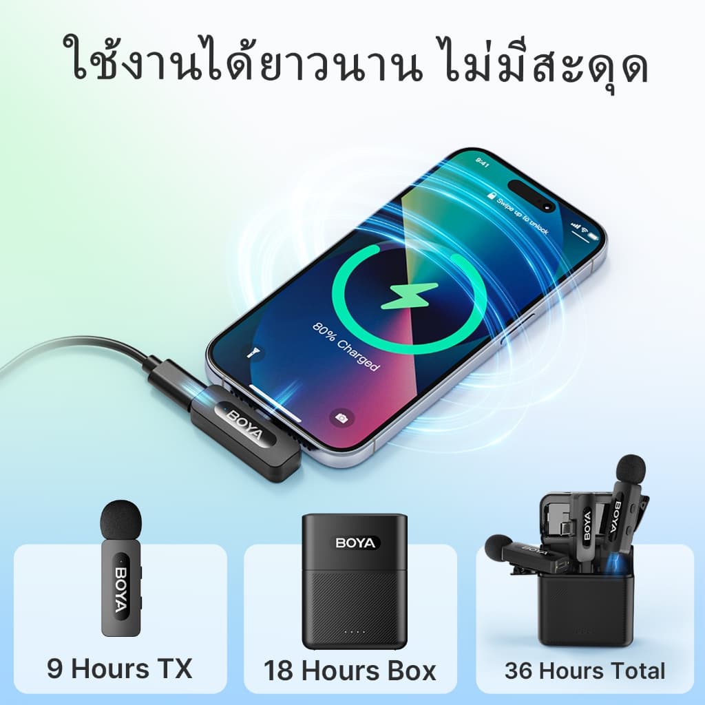 BOYA BY-V10/V20 ไมค์ไร้สาย ตัดเสียงรบกวน ไมค์ไลฟ์สด ไมค์อัดเสียง สำหรับ สมาร์ทโฟน - 2