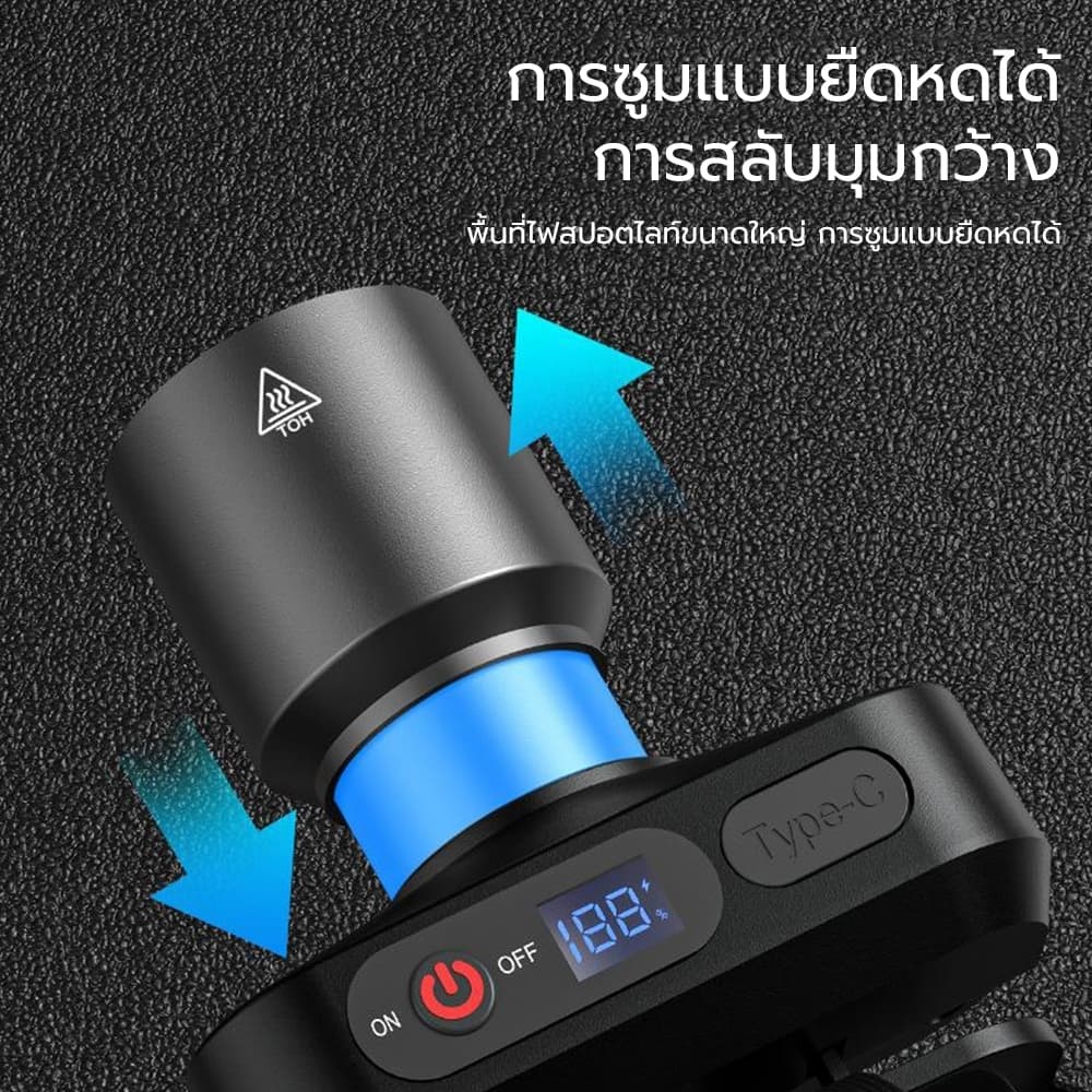 KIRA ไฟฉายคาดหัว led ไฟฉายคาดหัว เดินป่า ไฟฉายพกพา ไฟฉายซูมได้  หัวไฟคาดหัว - 2