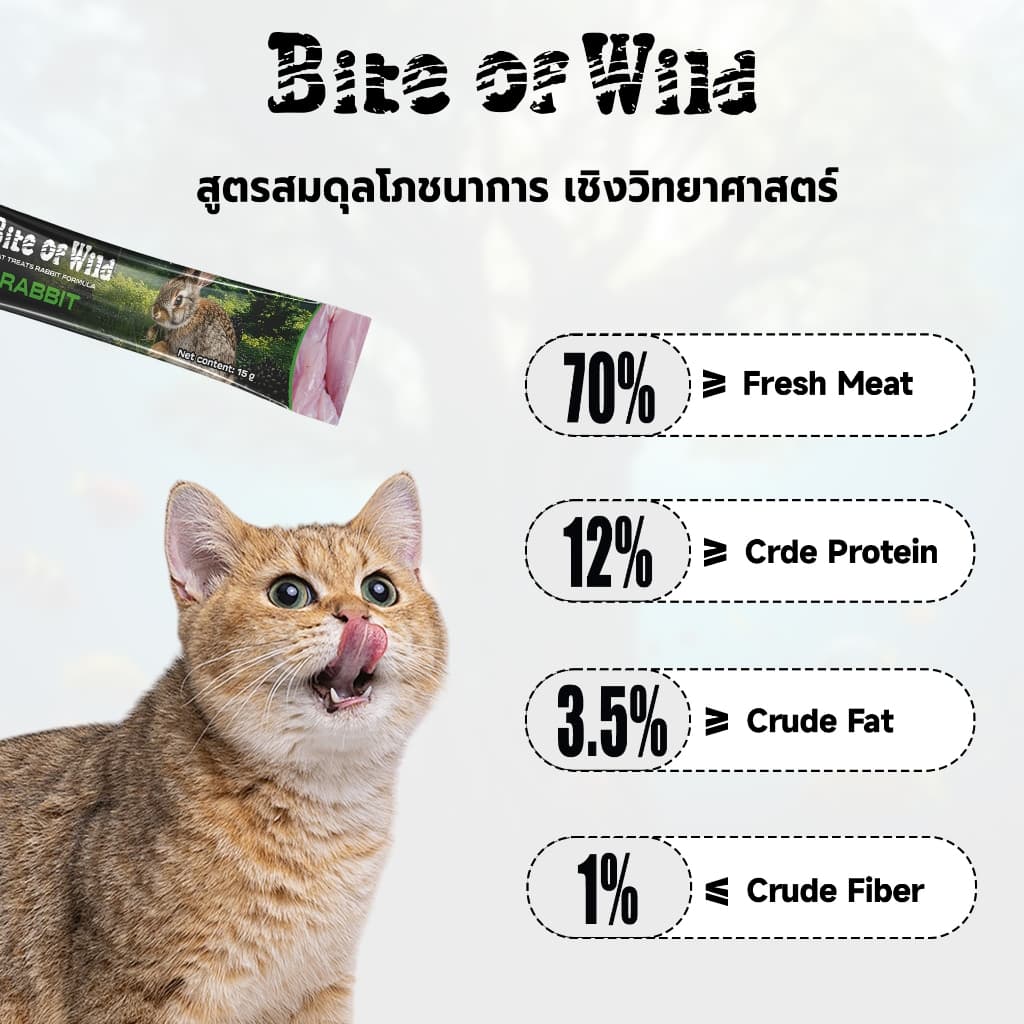 Bite Of Wild รสไก่และปลาแซลมอน คอมโบ ขนมแมวเลีย 60 กรัม โปรตีนสูงและโภชนาการสูง - 2