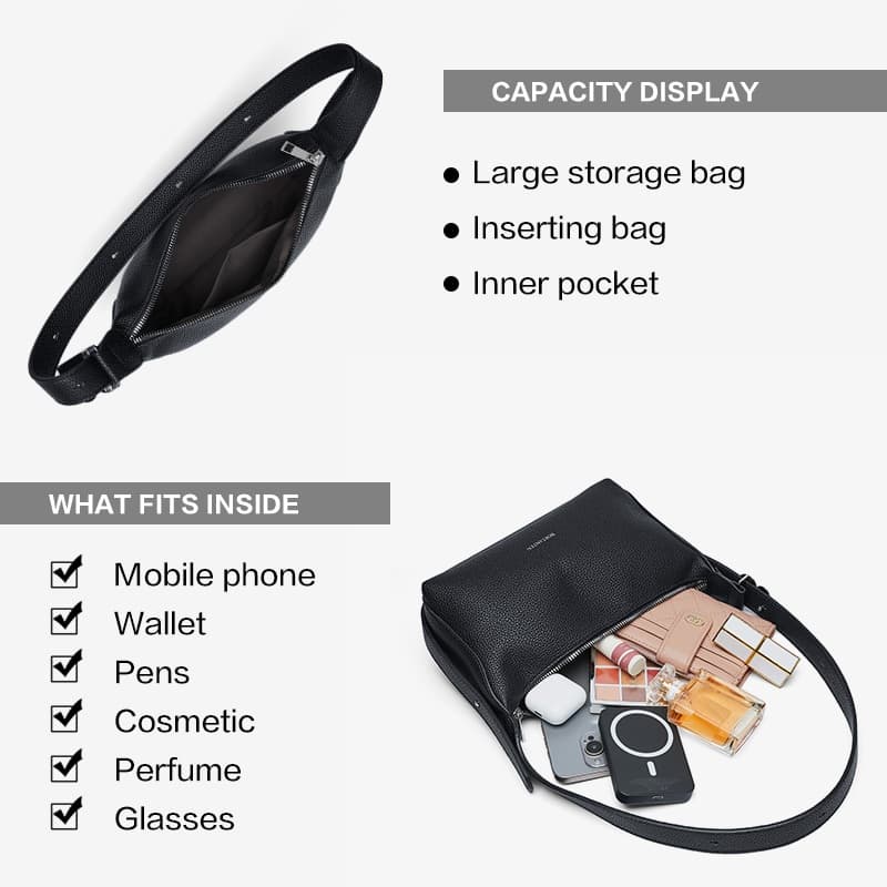 BOSTANTEN Bee Bag กระเป๋าสะพายข้างแฟชั่น กระเป๋าถือทรงเรียบง่าย หนัง PU ของขวัญสำหรับผู้หญิง - 1