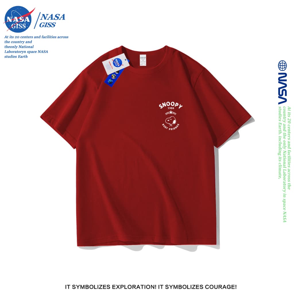NASA เสื้อยืดชายหญิงแขนสั้น สตรีทฮิปฮอป summer SNOOPY พิมพ์ลาย คอตตอน คอกลม หลวมและระบายอากาศ - 2