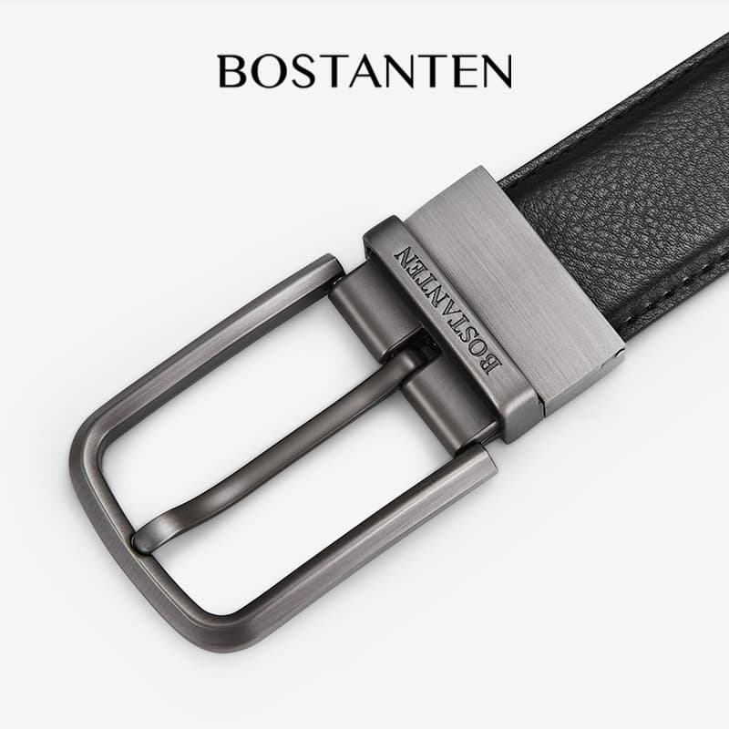 BOSTANTEN เข็มขัดผู้ชาย เข็มขัดหนังวัวแท้ ย้อนยุค ลำลอง ทนทาน สไตล์ธุรกิจ - 1