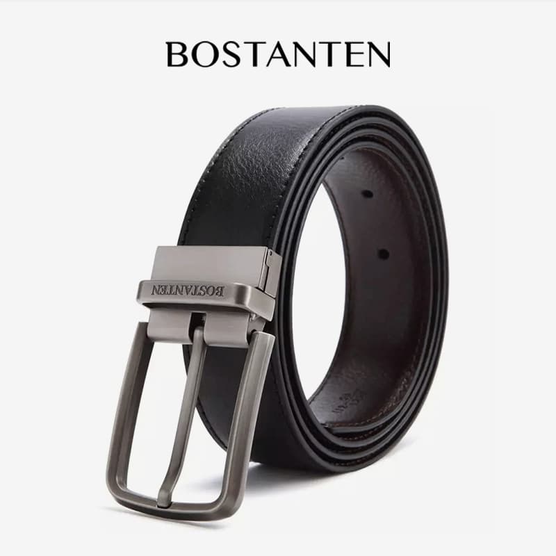 BOSTANTEN เข็มขัดผู้ชาย เข็มขัดหนังวัวแท้ ย้อนยุค ลำลอง ทนทาน สไตล์ธุรกิจ