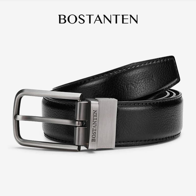 BOSTANTEN เข็มขัดผู้ชาย เข็มขัดหนังวัวแท้ ย้อนยุค ลำลอง ทนทาน สไตล์ธุรกิจ - 2