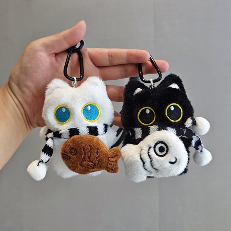 ตุ๊กตาตุ๊กตาพวงกุญแจแมวดําตุ๊กตาแมวคิตตี้แมวพวงกุญแจแว่นตาแมวกระเป๋าจี้ของขวัญวันเกิด - 5