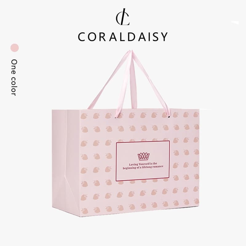 คอร์ลาเดนซิส ถุงกระดาษบรรจุภัณฑ์ถุงของขวัญสีชมพูถุงบรรจุภัณฑ์ของขวัญกระดาษแบบพกพา - 4