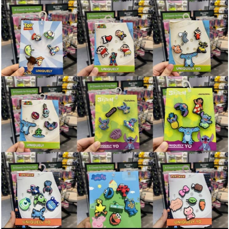 100 ชุด ✨-Crocsjibbitz ซีรีส์คอลเลกชัน ✨ มิกซ์แอนด์แมตช์สไตล์ให้รองเท้า  ของคุณ!