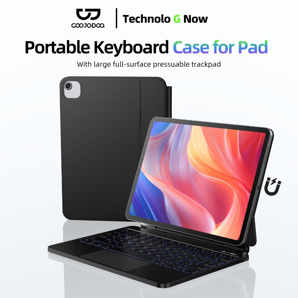 GOOJODOQ Portable Keyboard Case for Air4/5/6 Pro11(2018-24) Gen10 Floating Cantilever การแจ้งเตือนจอแสดงผล LED