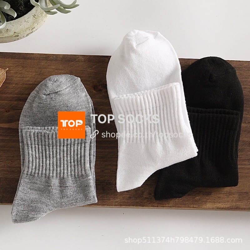 🔥1แพค=10คู่ ถุงเท้าข้อกลาง ถุงเท้างานไทย🔥แพคกิ้งเตี่ยว ถุงเท้านักเรียน คุณภาพดี พร้อมส่ง🚚ขาว/ดำ/เทา - 4