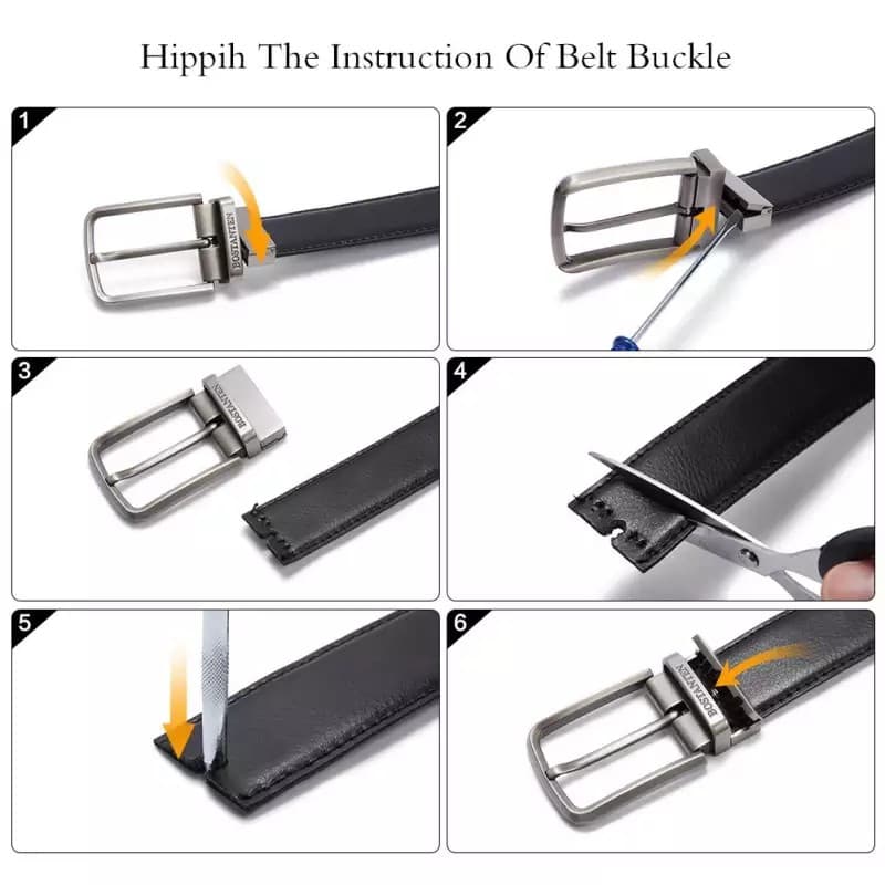 BOSTANTEN เข็มขัดผู้ชาย เข็มขัดหนังวัวแท้ ย้อนยุค ลำลอง ทนทาน สไตล์ธุรกิจ - 5