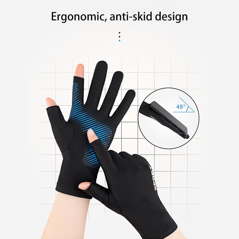 1คู่ ถุงมือมอเตอร์ไซค์ กันแดด ระบายอากาศ ครึ่งนิ้ว กันลื่น UPF50+ป้องกันรังสียูวี ปั่นจักรยาน ตกปล - 2