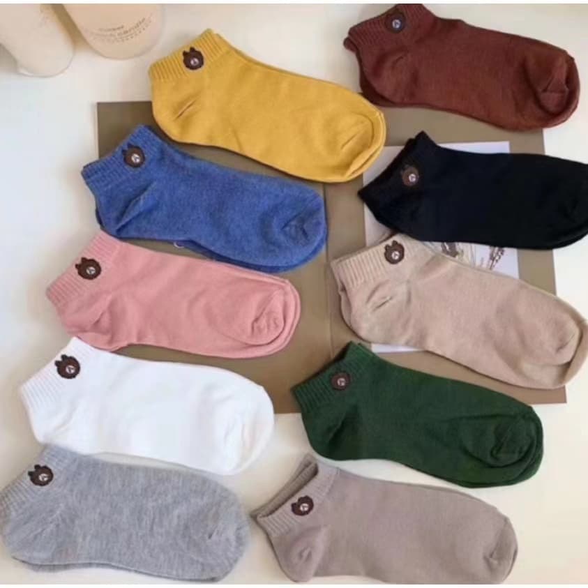 ถุงเท้าข้อสั้นผู้หญิง ลายหมี (แพ็ค10คู่) พร้อมถุงลายหมC2 - 4