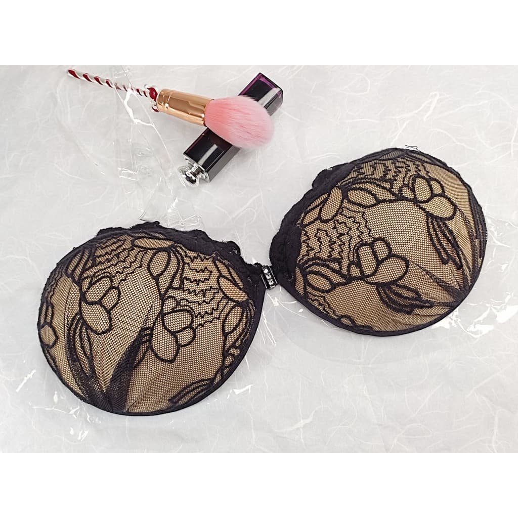 #037 บราปีกนก​ลายลูกไม้  บราเจ้าสาวบราดูมดูมบราลูกไม้ดำล้วน COK - 2