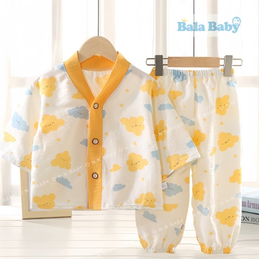 ชุดนอนเด็ก ชุดนอนกระดุมน่า+กางเกงขายาว ผ้าฝ้าย พิมพ์ลายการ์ตูน Size80-120cm CXT33 - 1