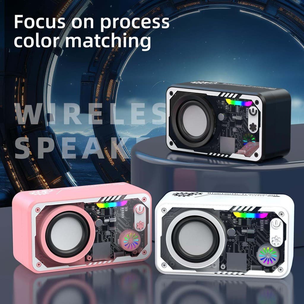 V1ลําโพงไร้สาย V5.3 ลําโพงทรงพลังRGB ไฟ LED 1800mAh V1แบตเตอรี่ขับเคลื่อนลําโพงขนาดเล็กกลางแจ้งแบบพกพารองรับ TF Card