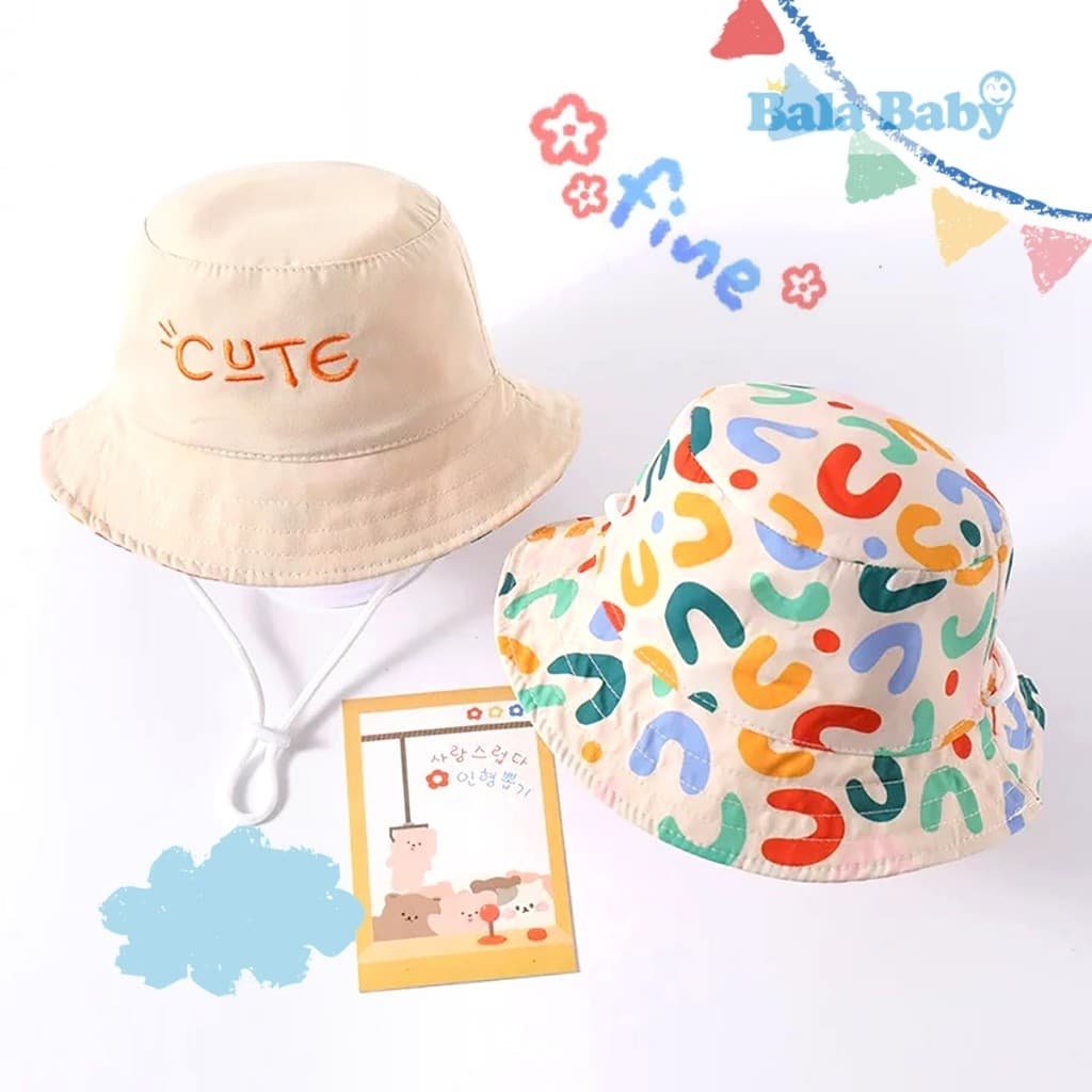 หมวกบักเก็ตเด็ก หมวกชาวประมงเด็ก หมวกแฟชั่น ปักตัวอักษร กันแดดกันลม อายุ0-5ปี MZ20