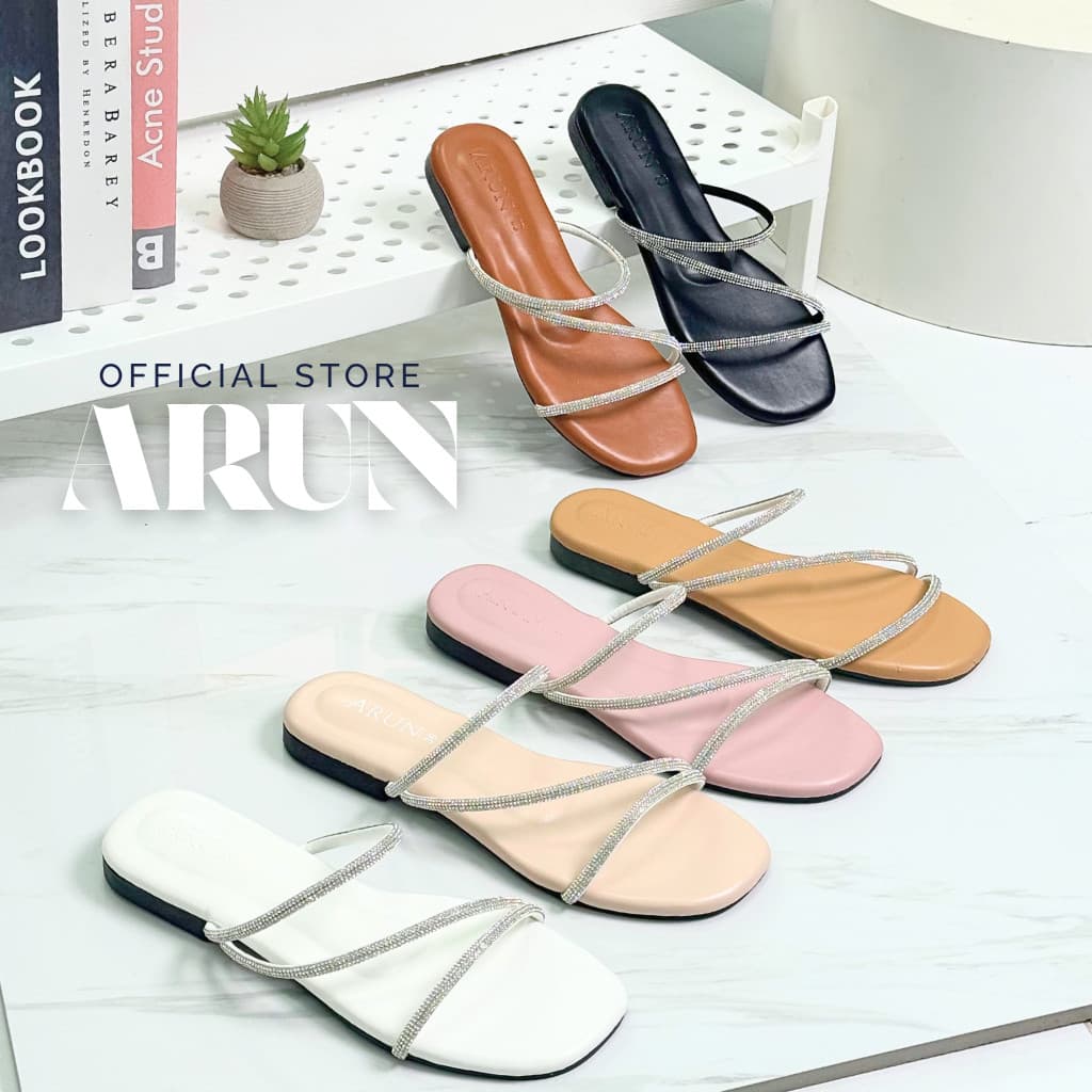 รองเท้าแตะแฟชั่น แบรนด์ ARUN รุ่น AR2013 สายคาดเพชร สวยหรู พื้นนุ่ม ไซส์ 36-45