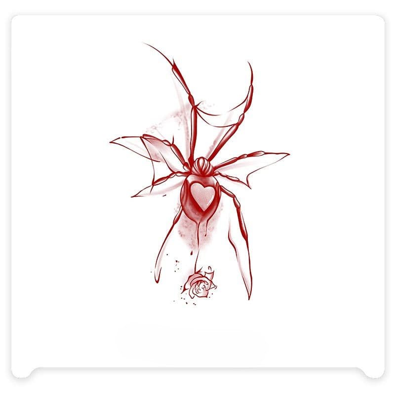 สติกเกอร์รอยสักชั่วคราว กันน้ํา ลายแมงมุม สีแดงเข้ม - 3