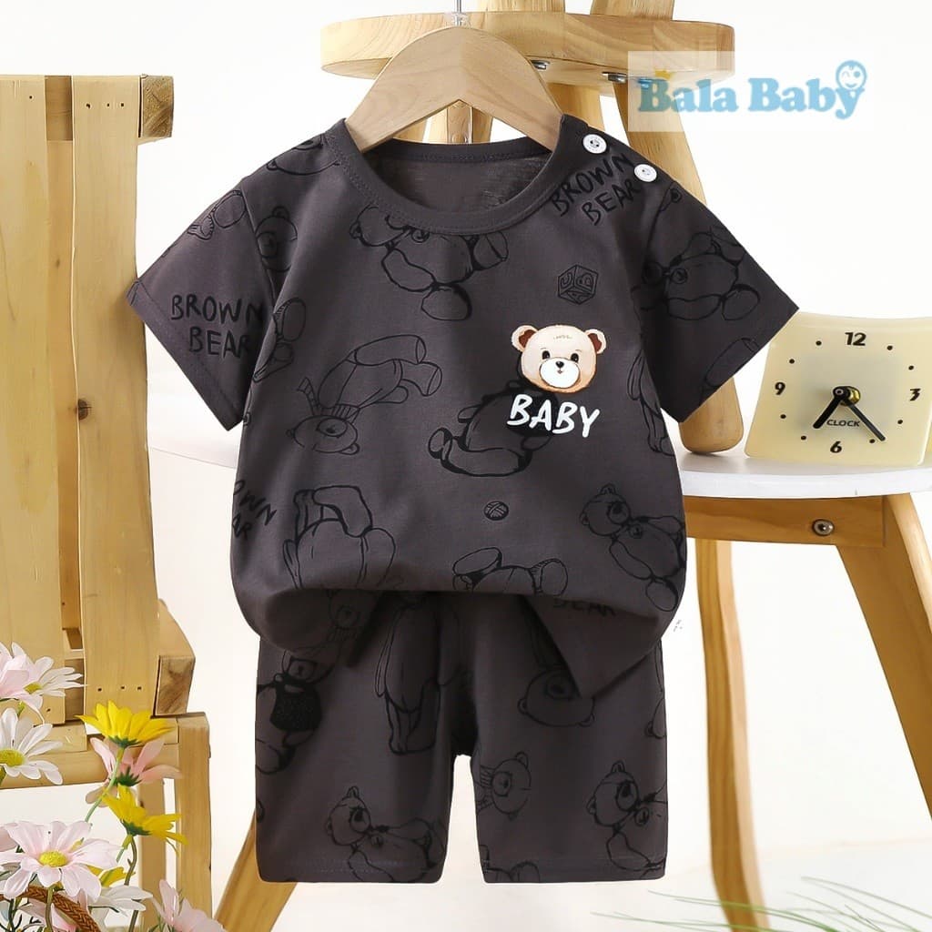 เสื้อผ้าเด็ก ชุดเซทเสื้อแขนสั้นกางเกงขาสั้น ชุดลำลอง ชุดเซท เนื้อผ้าcotton Size80-110cm DXT38 - 1