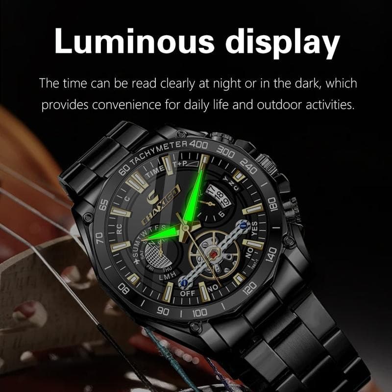 ชาซิโก ใหม่ผู้ชายธุรกิจนาฬิกา 44 มม.หน้าปัดขนาดใหญ่สแตนเลสส่องสว่างกันน้ําหรูหรานาฬิกาผู้ชาย 7667-1 - 2