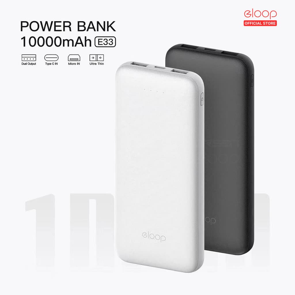 [201บ. ส่งด่วน] Eloop E33 / E33 Line / E34 แบตสำรอง 10000mAh 20000mAh Powerbank สายชาร์จในตัว พาวเวอร์แบงค์ - 1