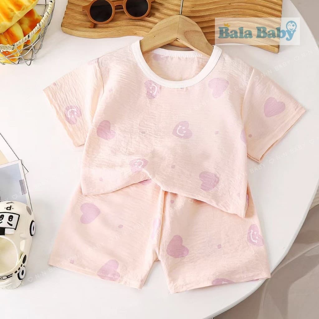 ชุดนอนแขนสั้น ขาสั้น ชุดนอนเด็ก เซท 2 ชิ้น ผ้าบางๆใส่สบาย Size 73-120 cm DXT51 - 4