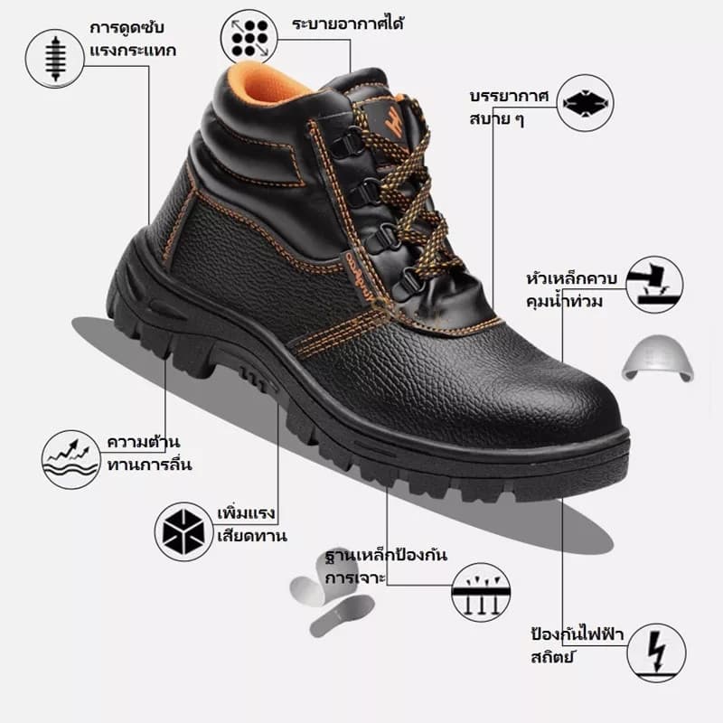 36-44 รองเท้าเพื่อความปลอดภัยรองเท้าผ้าใบหัวเหล็ก ป้องกันการกระแทกและป้องกันการเจาะป้องกันการลื่นไถล - 2
