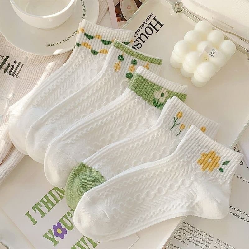 JH SHOP ถุงเท้าข้อสั้น 10คู่ สีพาสเทล ถุงเท้าแฟชั่น เนื้อผ้านุ่ม (1แพ็ค/10คู่) - 4