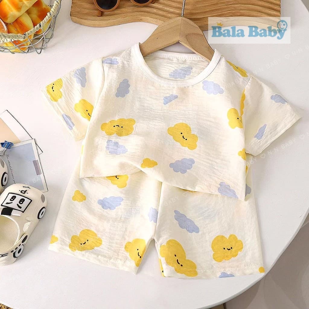 ชุดนอนแขนสั้น ขาสั้น ชุดนอนเด็ก เซท 2 ชิ้น ผ้าบางๆใส่สบาย Size 73-120 cm DXT51 - 1