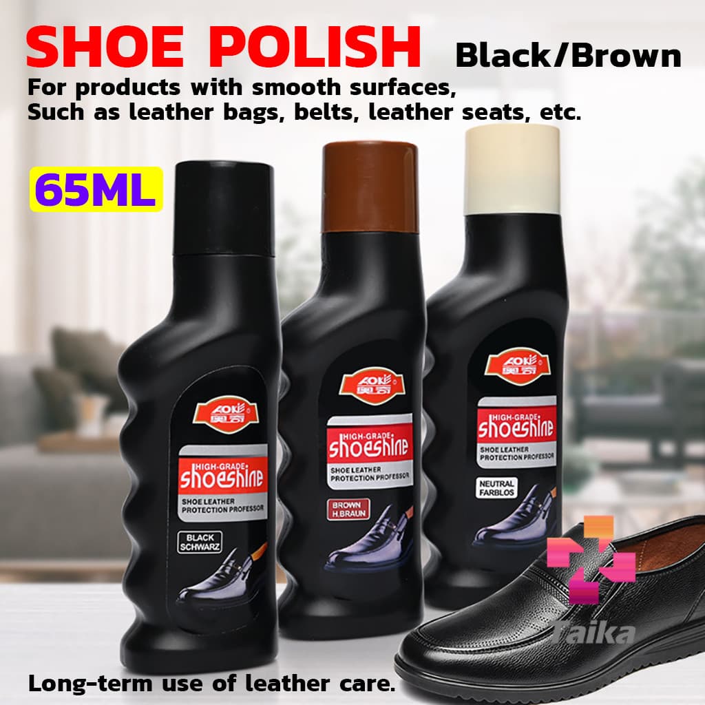 Taika น้ำยาขัดเงารองเท้า คลีนชูส์ 65ml กันน้ำ ทำความสะอาดกระเป๋าหนังโซฟาหนัง shoe polish