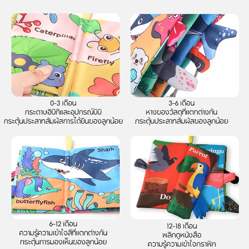 หนังสือผ้า​สำหรับเด็ก​ หนังสือผ้า3D หนังสือเด็ก นิทานผ้า เสริมสร้างพัฒนาการ หนังสือผ้าหัดจับ - 4