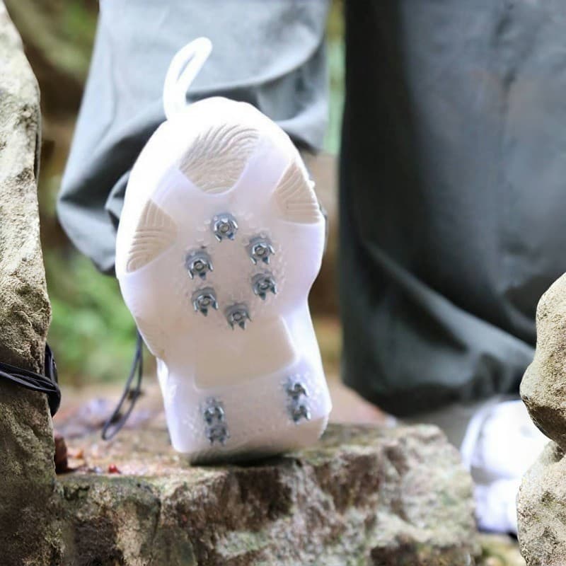 สายรัดกันลื่นหิมะ สายรัดรองเท้ากันลื่น แผ่นสตั๊ดติดรองเท้า อุปกรณ์สกี อุปกรณ์เดินป่า 10 ฟันรองเท้า - 3