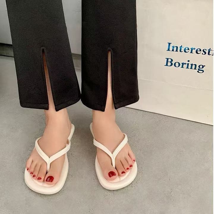 🍓EnJoy🍓พร้อมส่ง (LT-6636) รองเท้าเเตะแฟชั่น ทรงหูหนีบ ดีเทลสวยเรียบง่าย น้ำหนักเบา มีให้เลือก 4 สี - 2