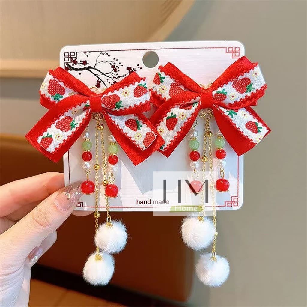 ใหม่ กิ๊บติดผมตรุษจีน กิ๊บสีแดงอาหมวย  เครื่องประดับผมเทศกาลตรุษจีน - 4