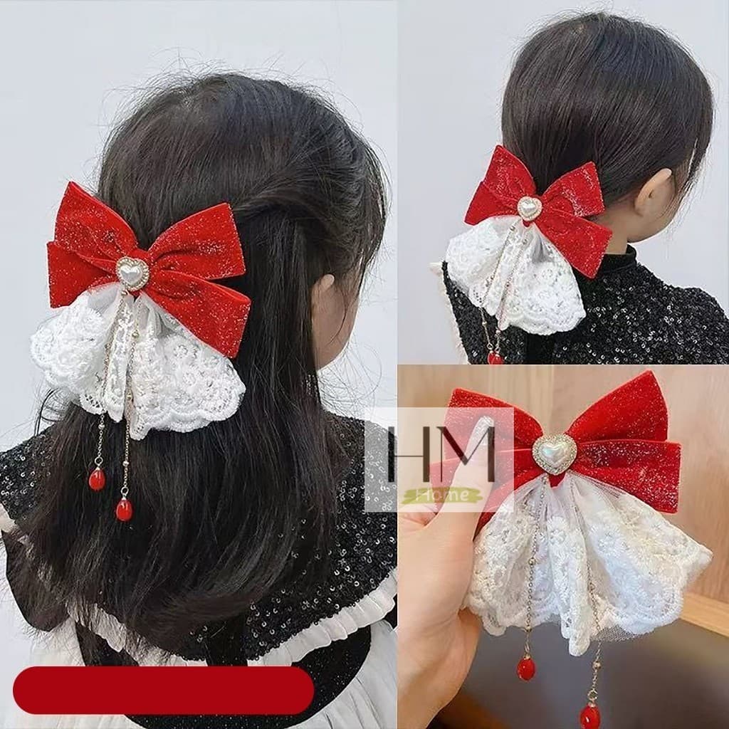 ใหม่ กิ๊บติดผมตรุษจีน กิ๊บสีแดงอาหมวย  เครื่องประดับผมเทศกาลตรุษจีน - 2