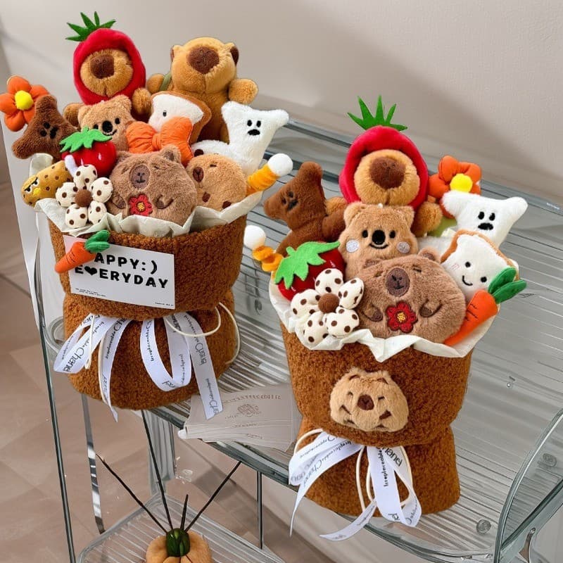 Aoduoyaya capybara ช่อดอกไม้ ช่อคาปิบาร่า ตุ๊กตาช่อดอกไม้ ของขวัญปีใหม่ วาเลนไทน์ รับปริญญา - 5